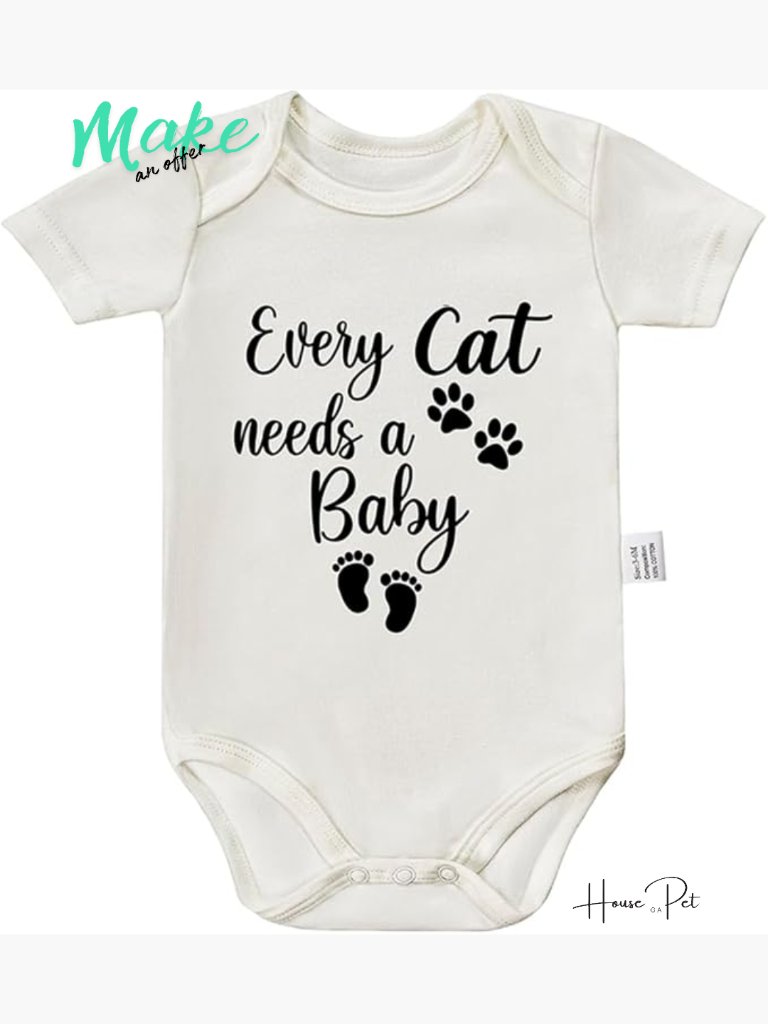 Cotton Blend Funny Bodysuit, Envelope Neck Short Sleeve Infant Outfit